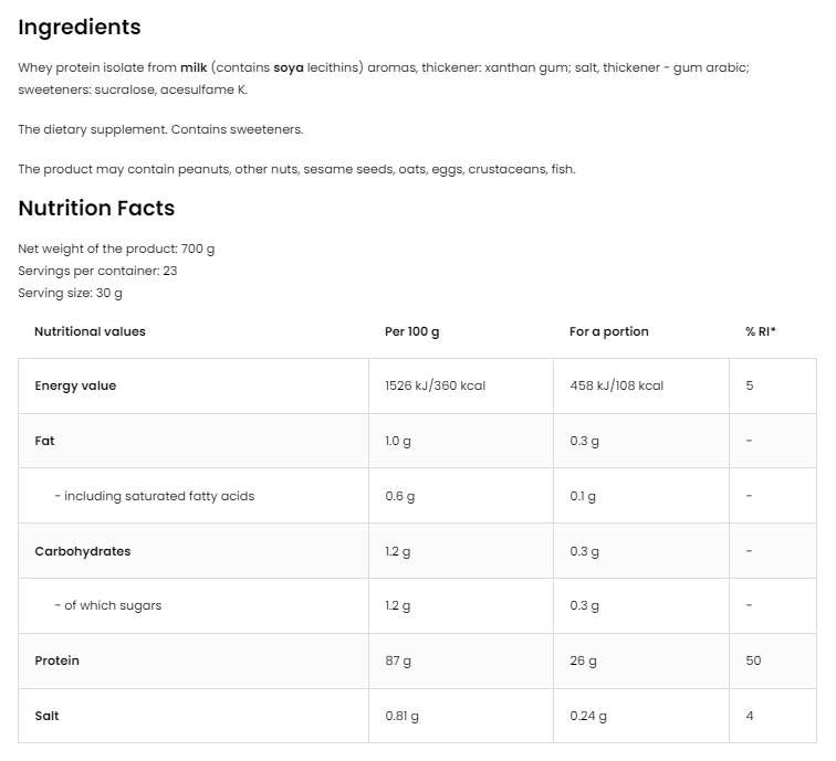 Whey Protein Isolate - 1800 грама