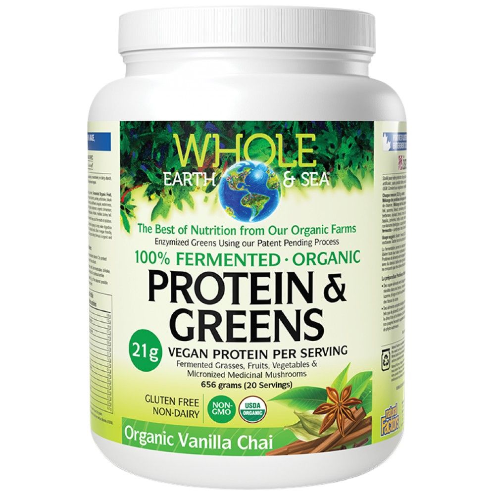 Whole Earth & Sea | 100% Fermented Organic Protein and Greens, Chocolate - 656 грама