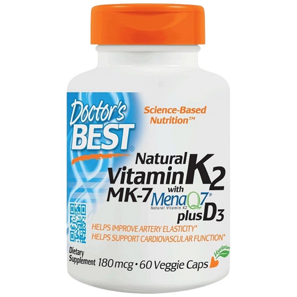 BEST Natural Vitamin K2 MK-7 180 mcg | Plus D-3 - 60 капсули