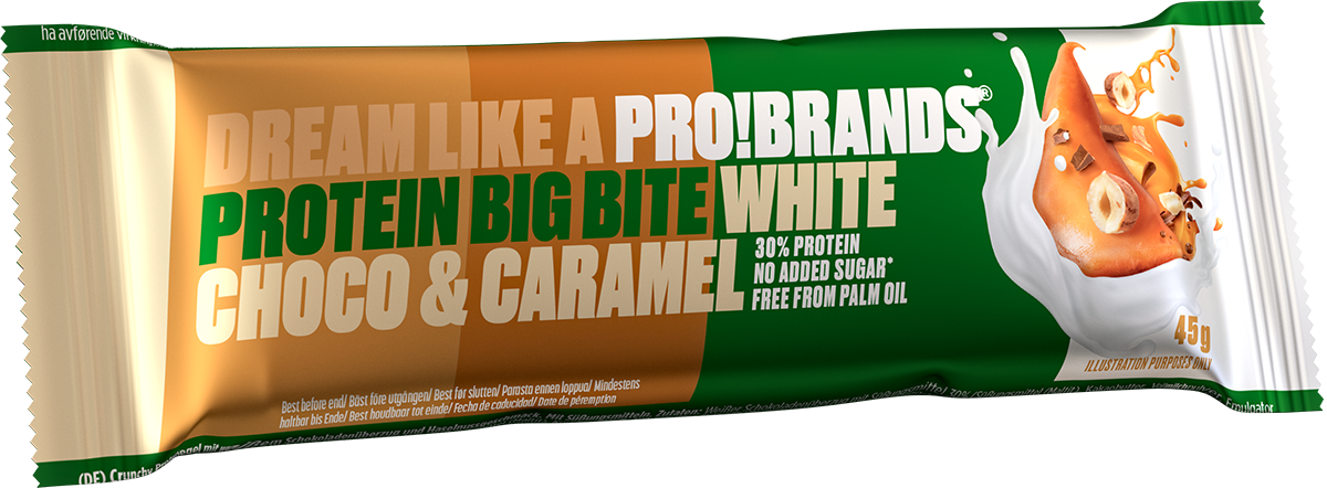 Baton proteic Probrands Big Bite - ciocolata alba si caramel 45g.