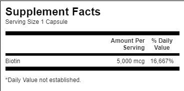 Biotin 5000 mcg - 100 капсули