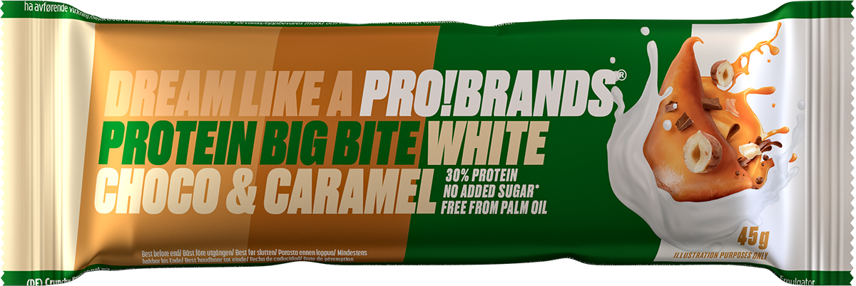 Baton proteic Probrands Big Bite - ciocolata alba si caramel 45g.