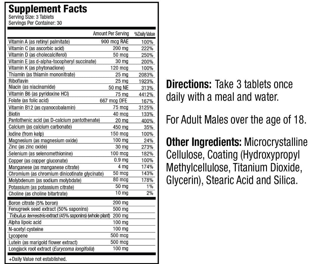 Βιταμίνη Τ | Multi-Vitamin for Men - 90 Δισκία