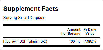 Vitamin B-2 / Riboflavin 100 mg - 100 капсули