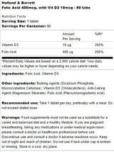 Folic Acid 400 mcg |  With Vit D3 10 mcg - 90 Таблетки