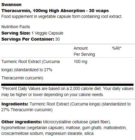 Theracurmin 100mg | High Absorption 30 капсули