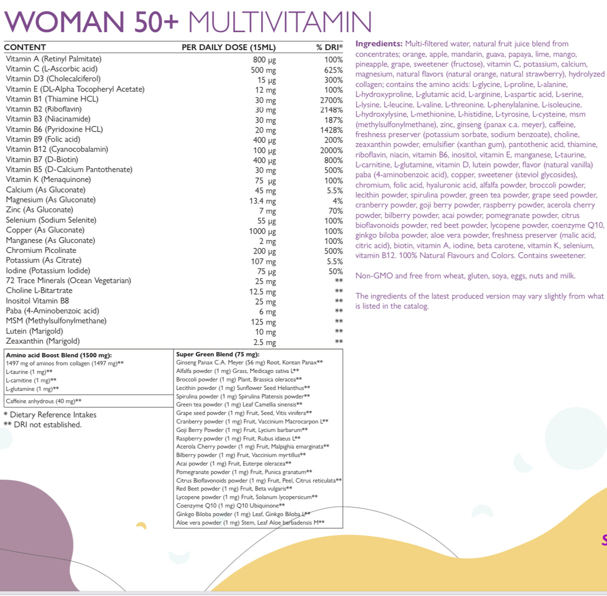 Women 50+ мултивитамини за жени с колаген 1497 мг - 149 активни съставки /500 мл/