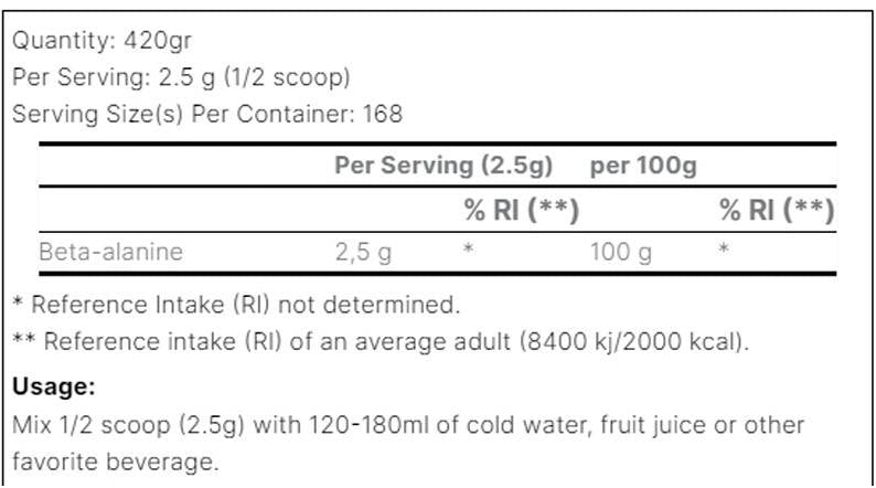 Beta-Alanine XS Pudră - 420 grame