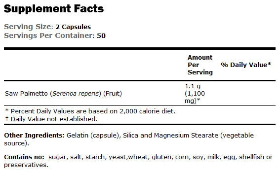 Fructe Saw Palmetto 550 mg - 100 capsule