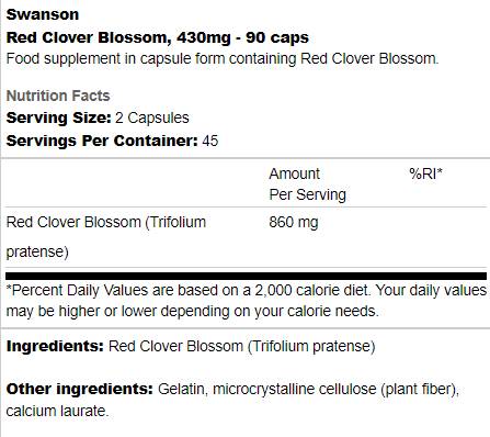 Red Clover Blossom 430 mg 90 капсули