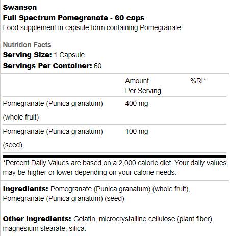 Full Spectrum Pomegranate Whole Fruit &amp; Seed 60 κάψουλες