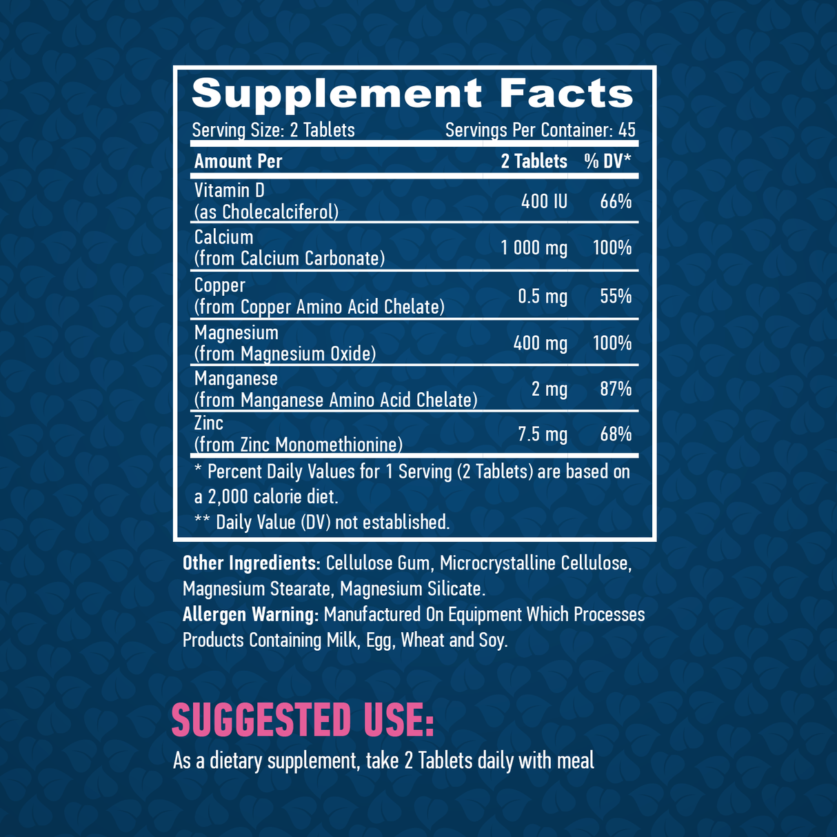 Calcium Magnesium & Zinc with Vitamin D / 90 Tabs.