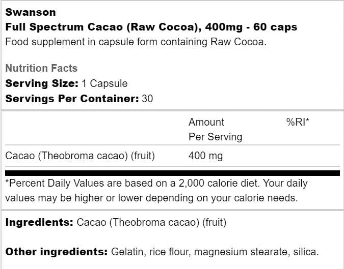 Full Spectrum Cacao 400 mg 60 κάψουλες