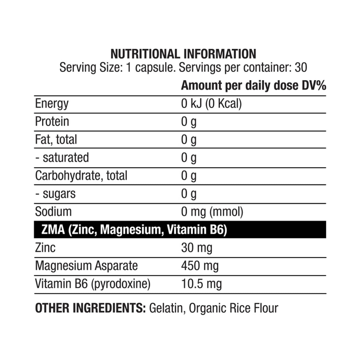 ZMA | Zinc, Magnesium and B6 - 30 капсули