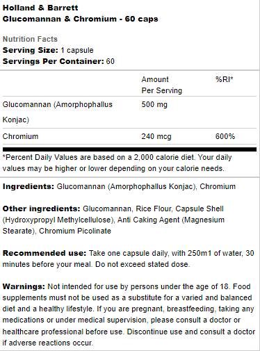 Glucomannan & Chromium - 60 капсули