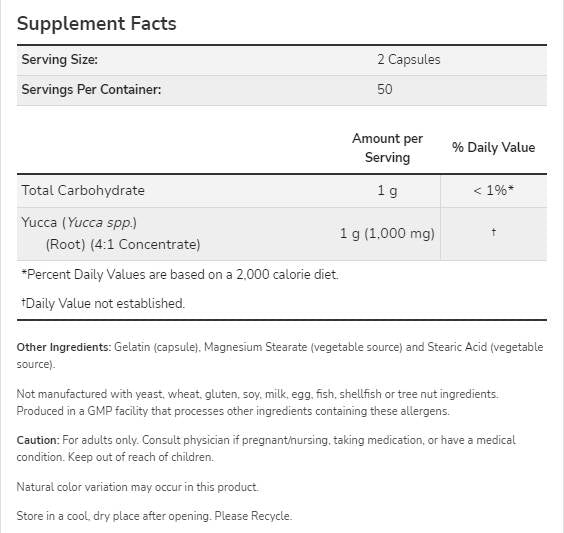 Yucca 500 mg - 100 κάψουλες