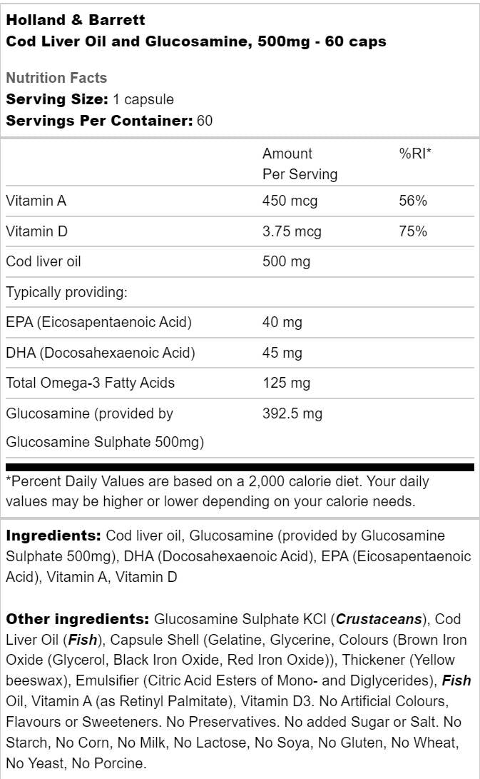 Μουρουνέλαιο 500mg | Με Γλυκοζαμίνη - 60 κάψουλες