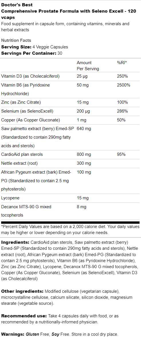 Comprehensive Prostate Formula |  With Seleno Excell - 120 капсули