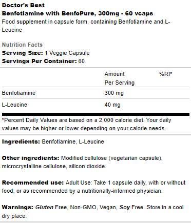 BEST Benfotiamine 300 mg | BenfoPure - 60 капсули