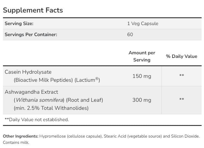 Ashwagandha Stress Relief | With Bioactive Milk Peptides - 60 капсули