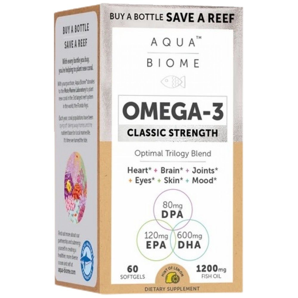 Aqua Biome Omega-3 Classic Strength 1200 mg - 60 Гел капсули