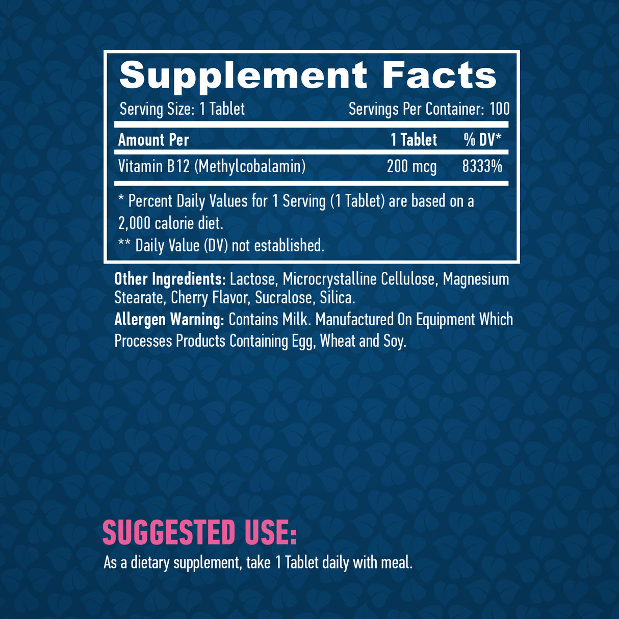 Methyl B-12 / 200mcg / 100 Tabs.