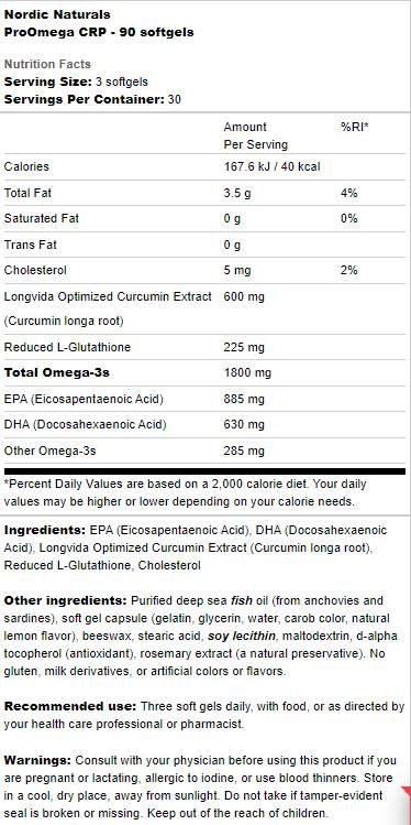 ProOmega CRP | Cu Curcmin și Glutation - 90 capsule de gel