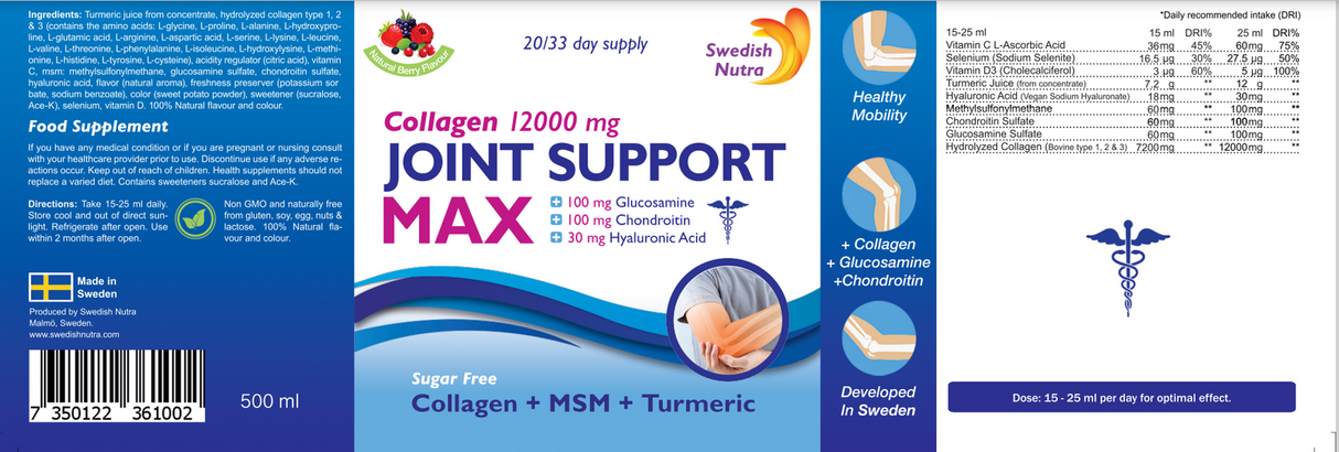 Течен колаген за стави Joint Support MAX 12000 MG - 500 мл