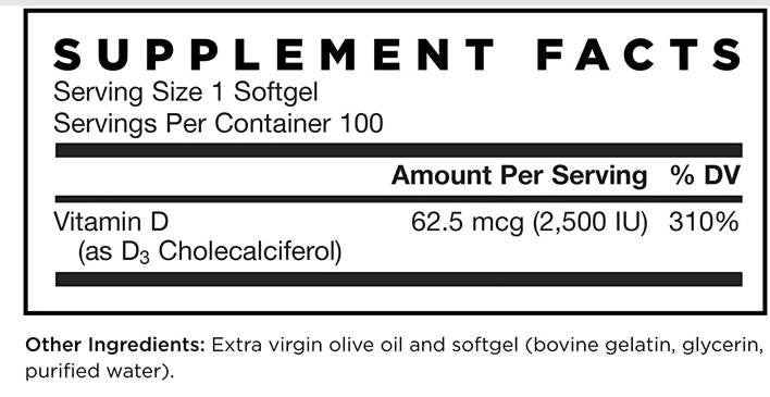 Vitamina D3 2500 UI 100 capsule de gel