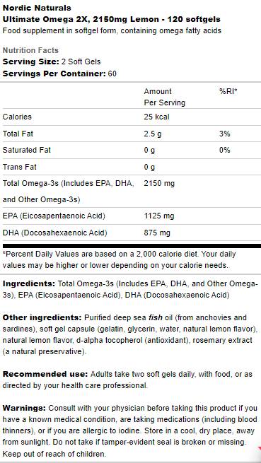 Ultimate Omega 2X 2150 mg - 120 capsule de gel