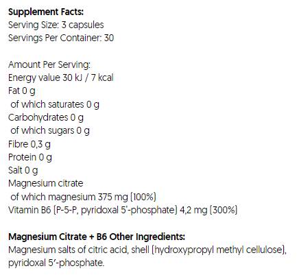 Magnesium Citrate 375 mg + B6 | P-5-P - 90 капсули