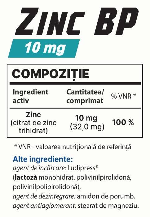 Zinc BP 10 mg - 40 Таблетки