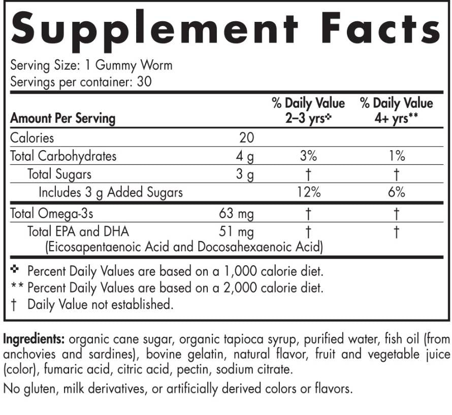 Nordic Omega-3 Gummy Worms 63 mg - 30 μασώμενες κάψουλες gel