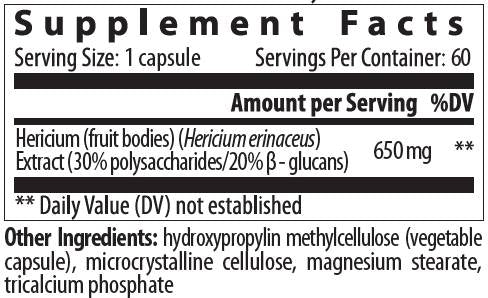 Hericium 650 mg | Lion's Mane - 60 κάψουλες