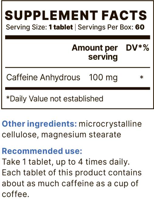 Cofeină BP 100 mg - 60 tablete