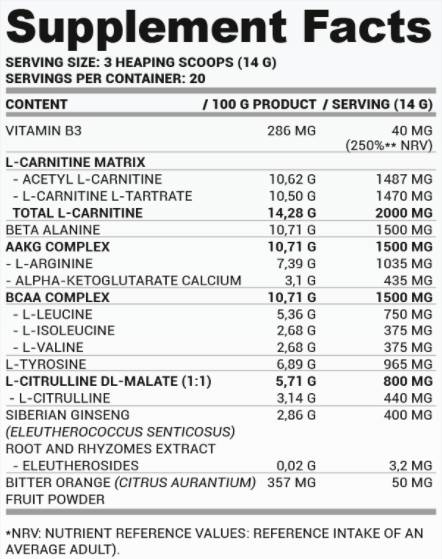 PWO Zero Caffeine | Stim-Free Pre-Workout Powder - 280 грама