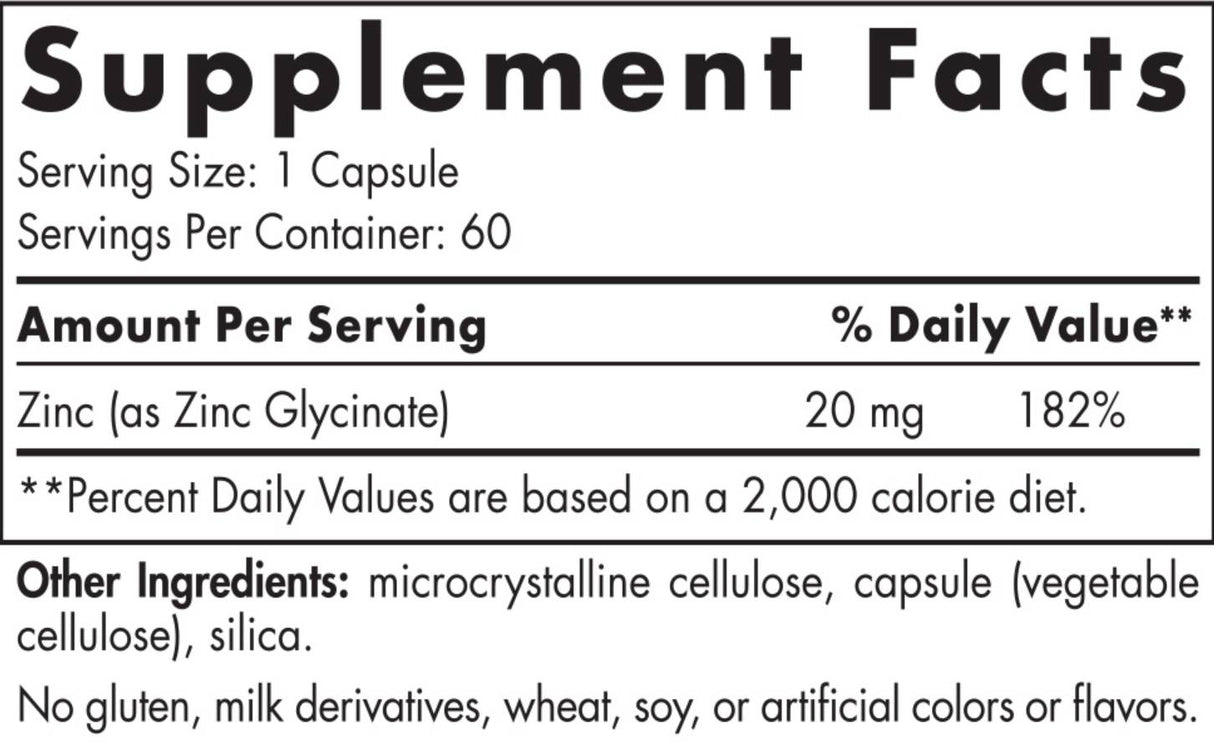 Glicinat de zinc 20 mg 60 capsule