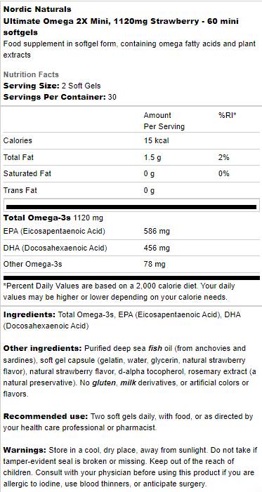 Ultimate Omega 2X Mini 1120 mg - 60 capsule de gel masticabile