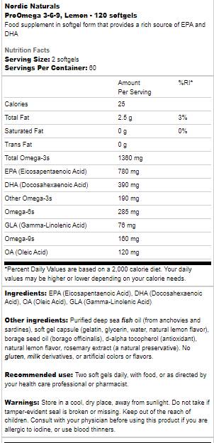 ProOmega 3-6-9 1360 mg - 120 κάψουλες Gel