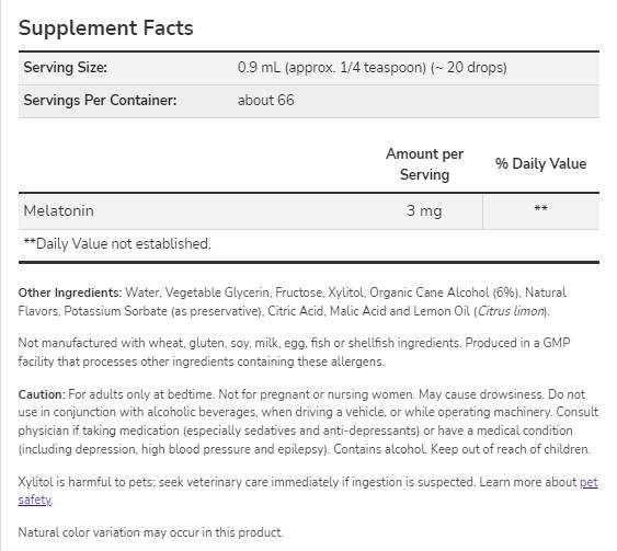 Melatonin 3 mg Liquid 59 ml - 0