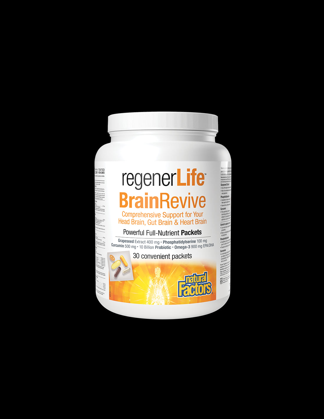 30 дневна програма в подкрепа на когнитивното и мозъчно здраве - Rеgener Life™ BrainRevive, 30 индивидуално опаковани пакетчета Natural Factors