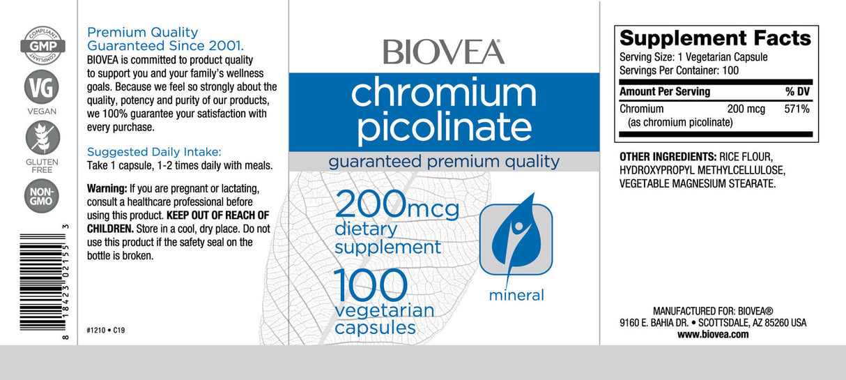 Chromium Picolinate 200 mcg / 100 Caps