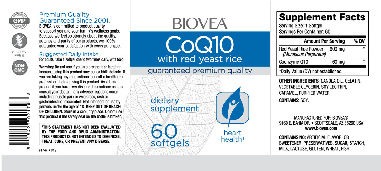 CoQ10 60mg & Red Yeast Rice / 60 Softgels