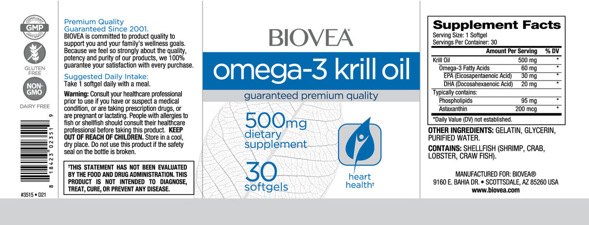 Omega-3 Krill Oil 500 mg / 30 Softgels