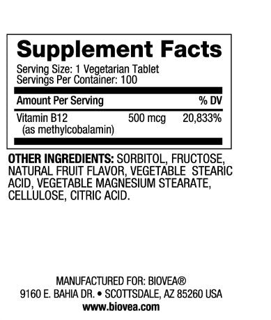 Βιταμίνη B12 500 Methylcobalamin Fast Disolve / 100 Tabs - 0