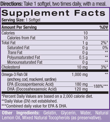 Omega-3 Fish Oil 1000mg. / 90 Softgels