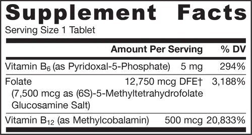 Jarrow Formulas Folate Forte - Folat de metil + B12 de metil + P-5-P - Folat 30 comprimate