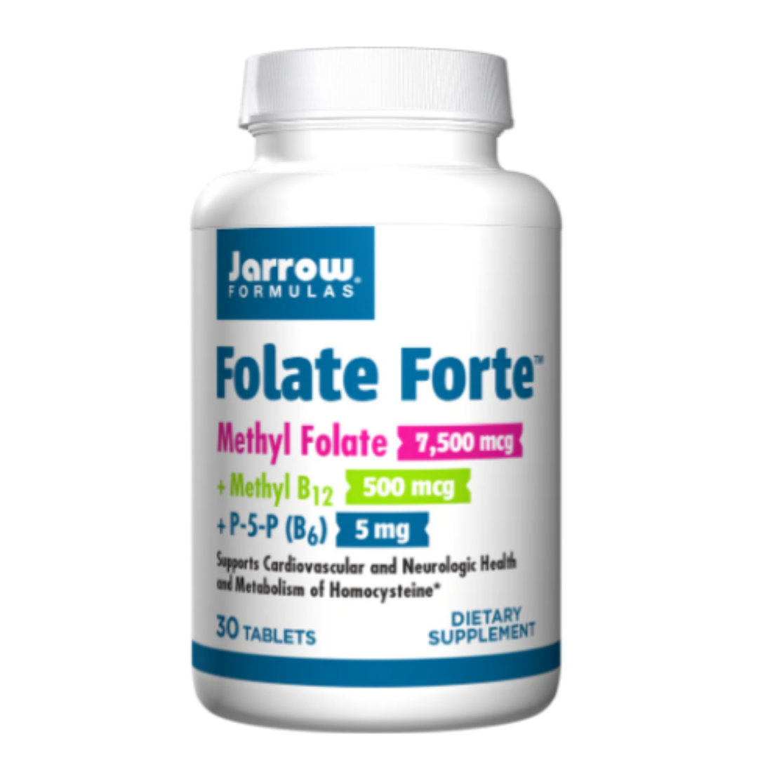 Jarrow Formulas Folate Forte - Folat de metil + B12 de metil + P-5-P - Folat 30 comprimate