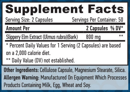 Slippery Elm 400mg. / 100 VCaps.