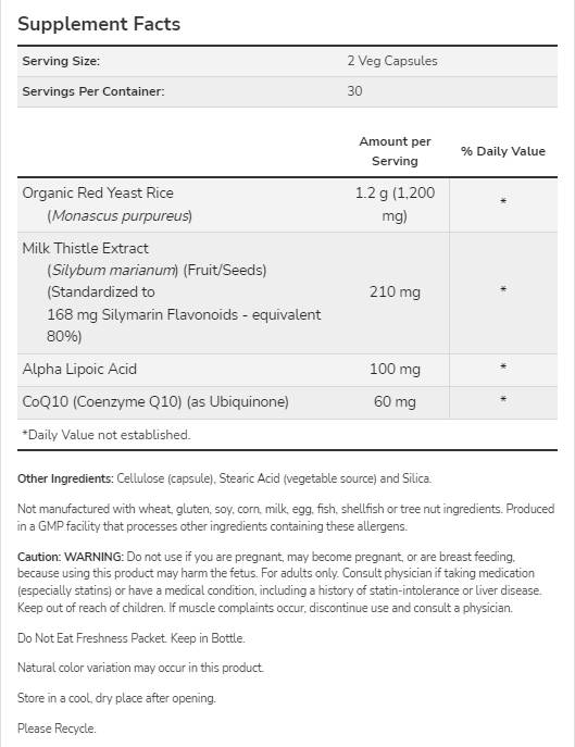 Red Yeast Rice 600 mg with CoQ10 30 mg - 60 капсули